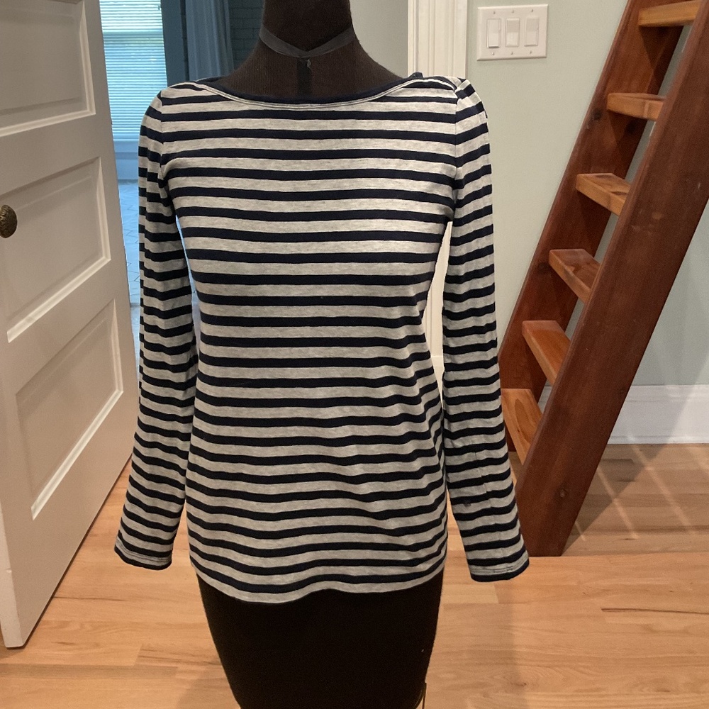J Crew Factory Size XS Blue and Gray Striped Shirt